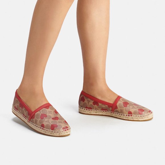 ❤️ Coach Collins Espadrille Shoes Heart Print Electric Red 6 6.5 7 🌺 - Picture 4 of 10